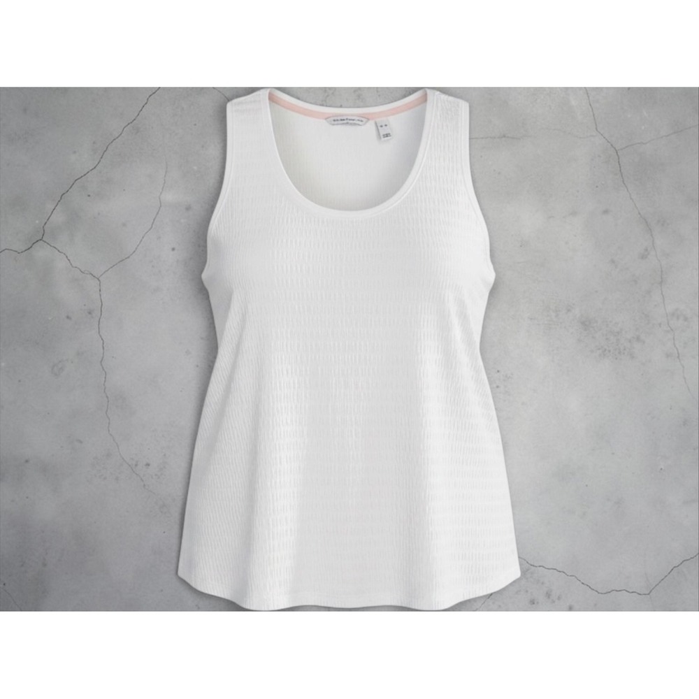 Isaac Mizrahi Live A591662 XL White Crinkle Knit Scoop Neck Tank Top NWOT